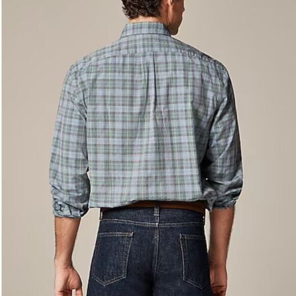 J. Crew BW451 Mens Ivory Slim Fit Secret Wash Poplin Check Plaid NWT size small - Picture 2 of 8